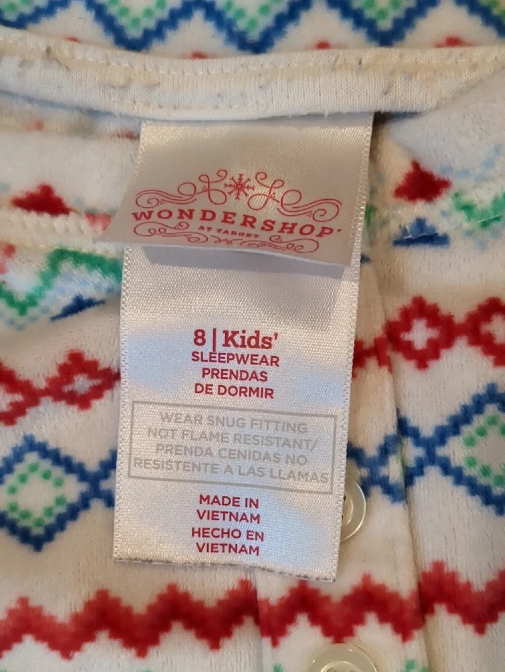 Wondershop White Kids Fair Isle Pajama Set with Red & Blue Pattern